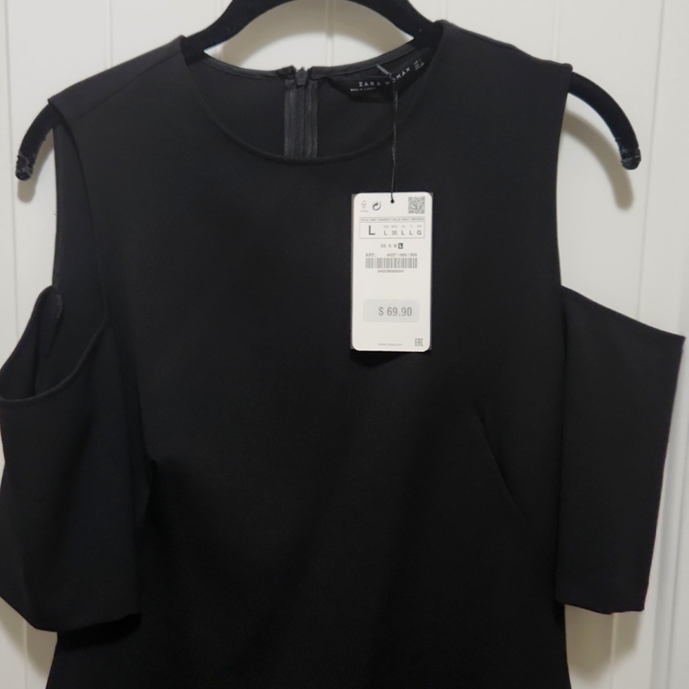 Black Zara Dress Size L New with Tags
